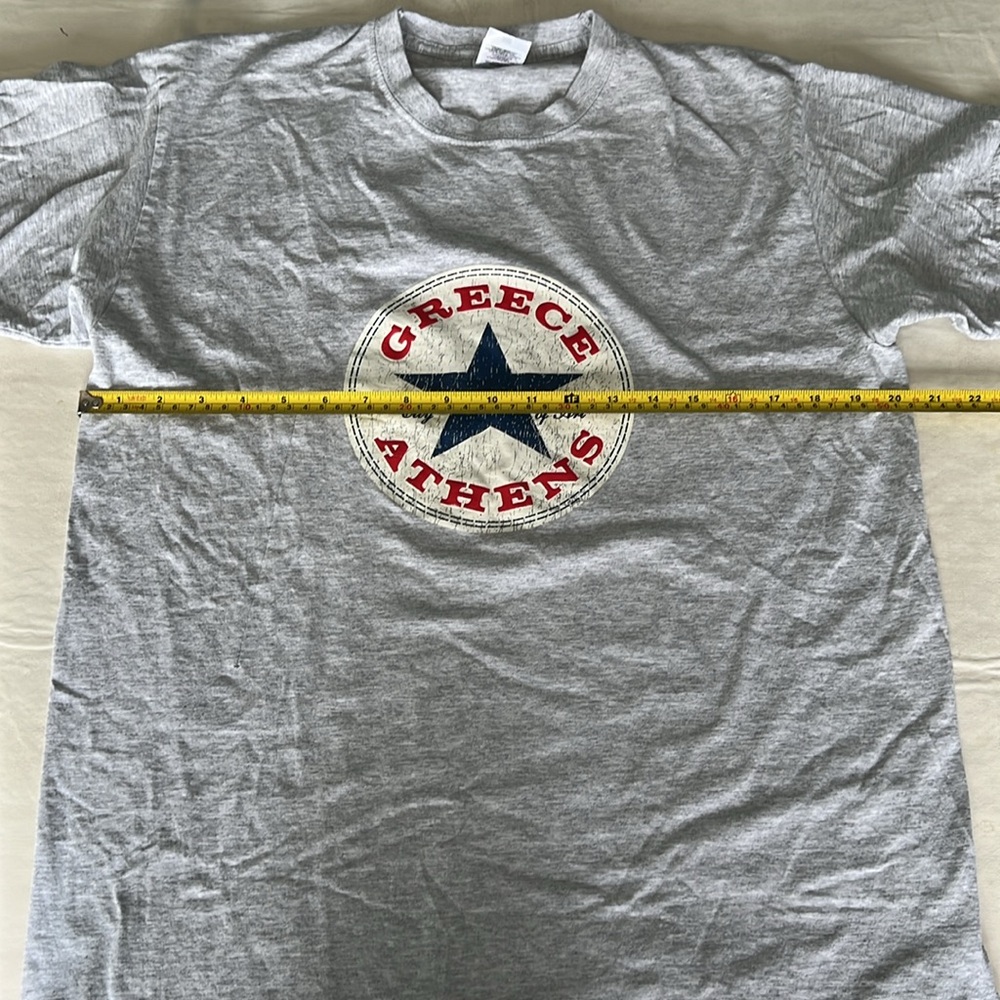 ATHENS GREECE Men’s Fruit of the Loom Grey Graphic T-shirt Size L with Flaw - Picture 8 of 8